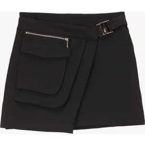 Normal Bel Siyah Kadin Düz Mini Etek F4WL-ETK0251