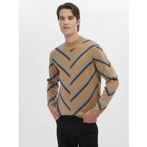Deve Tüyü Yarım Balıkçı Yaka Desenli Pamuk Karışımlı Triko Kazak