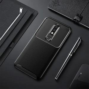 Nokia 5.1 Plus Kılıf Karbon Desenli Şık Tamia Premium Silikon Kapak