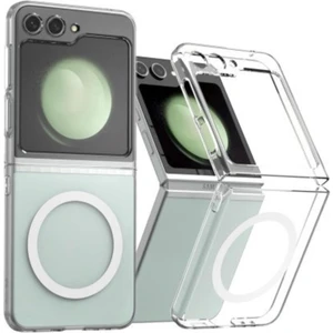 Samsung Galaxy Z Flip 5 Kılıf Magsafe Wireless Kablosuz Şarj Uyumlu Manyetik Şeffaf Kapak