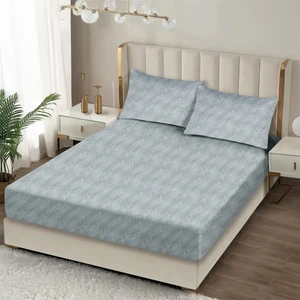 Always Açık Indigo Pamuklu Lastikli Çarşaf Seti Çift Kişilik 160X200+35CM 50X70CM 2x Yastık Kılıfı