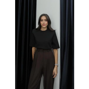 Siyah Rosa Vatkalı Tişört