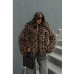 Kahverengi Powell Suni Kürk Ceket