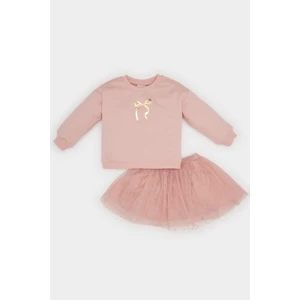 Kız Bebek 2'li Takım Parlak Baskılı Sweatshirt Tütü Etek D6269A524WN