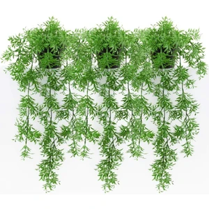 3'lü Set Mini Siyah Plastik Saksıda Yapay Sarkan Fesleğen