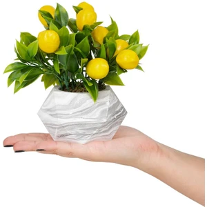 Mermer Görünümlü Saksıda Yapay Limon