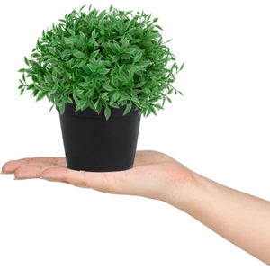 Mini Siyah Plastik Saksıda Yapay Fesleğen Çiçeği