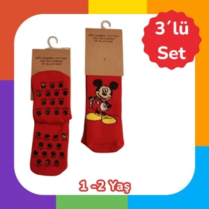 Mickey Mouse 3lü *micky Mouse* Pamuklu Çorab *12-24 Aylık Bebekler Için*