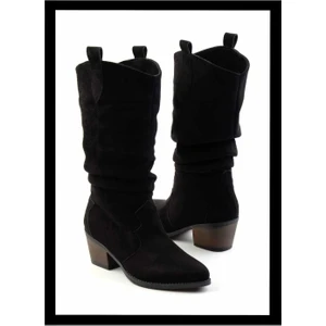 Siyah Süet   Kadın Çizme K03069010002