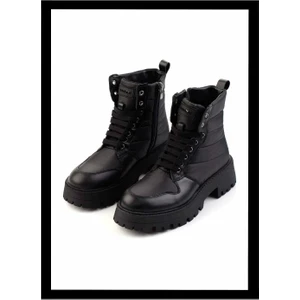 Siyah  Deri Kadın Bot & Bootie K02351320503