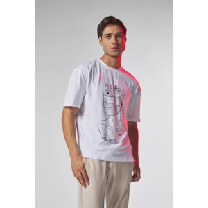 Pepp Jeans Beyaz Düşünen Adam Baskılı Oversize Tshirt
