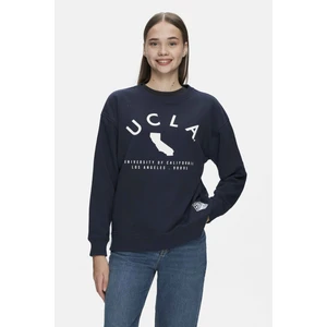ALAMEDA Lacivert Bisiklet Yaka Baskılı Oversize  Kadın Sweatshirt