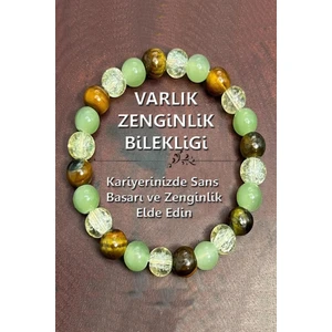 Sertifikalı   Doğal Taş Varlık ve Zenginlik Bilekliği 8 mm ( Sitrin - Aventurin - Kalan Gözü )