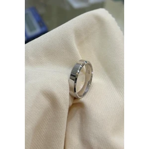 Erer Gümüş Kadınlar İçin 5 mm Genişlikte Düz Klasik Alyans Yüzük 925 Ayar Beyaz Gümüş