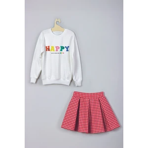 Happy Even On Cloudy Days Sweatshirt Ekose Kareli Etek Takım 22901