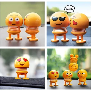 Emoji Smile Zıp Zıp Kafalar Mini Gülen Yüzler Araç Torpido & Masaüstü Süsü 6'lı Oyuncak Seti