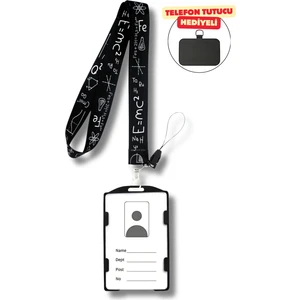 Bilim Temalı Personel Boyun Askı Ipi Telefon Askı Ipi Kartlık