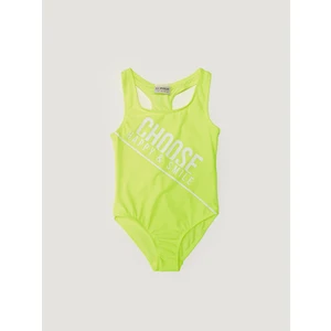 Deep Beach Beyaz Baskılı kız çocuk mayo DB200798CM