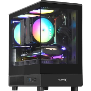 Aura 3x Argb Fan USB 3.0 500W Matx Panaromik Temperli Gaming Kasa Siyah