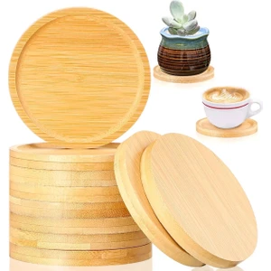 6 Adet Yuvarlak Bambu Altlık, Bardak Altlığı, Fincan Tabağı, Çay Tabağı Altlığı