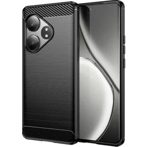 Realme Gt 6t/gt6/gt Neo 6/gt Neo 6 Se ile Uyumlu Brushed Carbon Fiber Silikon Kılıf - Siyah AL3332