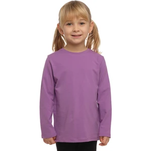 Açık Mor Basic Unisex Çocuk Mevsimlik Sıfır Yaka Uzun Kollu Tişört
