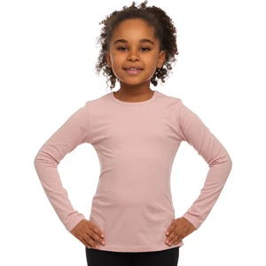 Pudra Pembe Basic Mevsimlik Likralı Uzun Kollu Kız Çocuk Tişört
