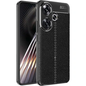 Xiaomi Poco F6 Uyumlu Leather Serisi Deri Efekt Silikon Kılıf - Siyah AL3337