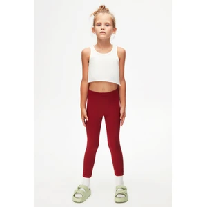 Bordo Basic Kız Çocuk Kışlık Tayt