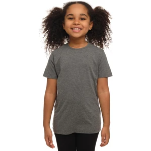 Buz Gri Basic Unisex Çocuk Sıfır Yaka Kısa Kollu Tişört
