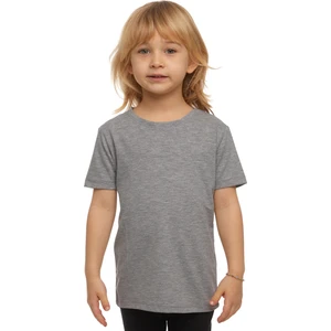 Gri Basic Unisex Çocuk Sıfır Yaka Kısa Kollu Tişört