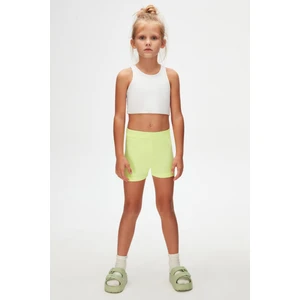 Neon Sarı Basic Kız Çocuk Dans Şort
