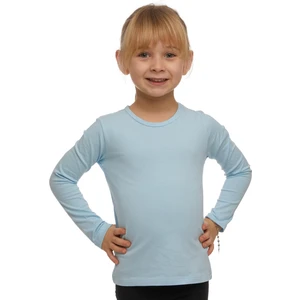 Bebek Mavisi Basic Mevsimlik Likralı Uzun Kollu Kız Çocuk Tişört