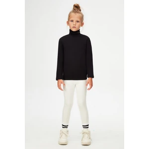 Siyah Basic Kışlık Tam Balıkçı Yaka Uzun Kollu Kız Çocuk Tişört