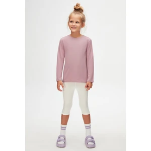 Gül Kurusu Basic Unisex Çocuk Mevsimlik Sıfır Yaka Uzun Kollu Tişört