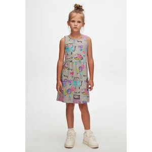 Chirping (Gray) Chirping Animals Kız Çocuk Desenli Kolsuz Elbise