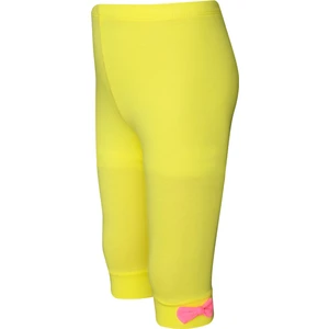 Fosforlu Sarı Basic Kız Çocuk Fiyonklu Diz Altı Tayt Kapri