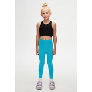 Okyanus Mavi Kız Çocuk Tam Boy Düz Basıc Tayt