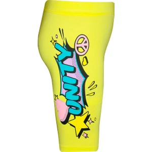 Fosforlu Sarı Unity Baskılı Kız Çocuk Bisiklet Şort