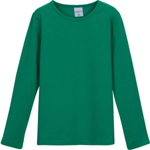 Yeşil Basic Mevsimlik Likralı Uzun Kollu Kız Çocuk Tişört