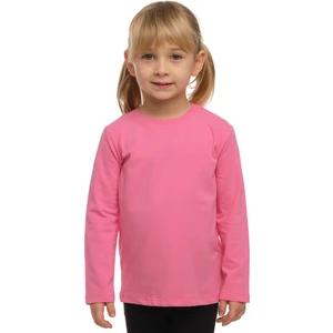 Şeker pembe Basic Unisex Çocuk Mevsimlik Sıfır Yaka Uzun Kollu Tişört