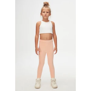 Pudra Pembe Kız Çocuk Fitilli Kadife Tayt