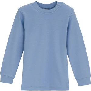 Koyu Mavi Basic Kız Çocuk Çıtçıtlı Sıfır Yaka Kışlık Uzun Kol Tişört