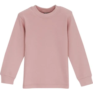 Pudra Pembe Basic Kız Çocuk Çıtçıtlı Sıfır Yaka Kışlık Uzun Kol Tişört