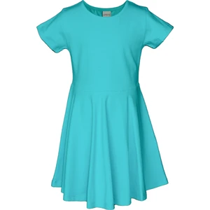 Açık Turkuaz Renkli Basic Kız Çocuk Kısa Kollu Elbise