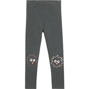 Koyu Gri Crazy Eyes Baskılı Kız Çocuk Kışlık Şardonlu Kız Çocuk Tayt