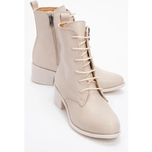 Kadın Yuvarlak Burunlu Bot BEJ CİLT BEJ