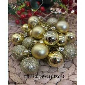 24 Adet  Yılbaşı Ağaç Süsü Cici Top  3 cm
