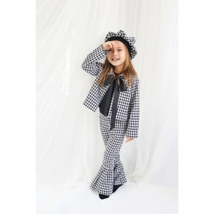 Parla Kids Kız Çocuk Siyah Lizbon Jakarlı Ekose Ceket Pantolon Kep Alt Üst Yılbaşı Takım