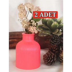 2 ADET Vazo Çizgili Vazo Pampas Vazosu Yapay ve Kuru Çiçek Vazosu Pembe
